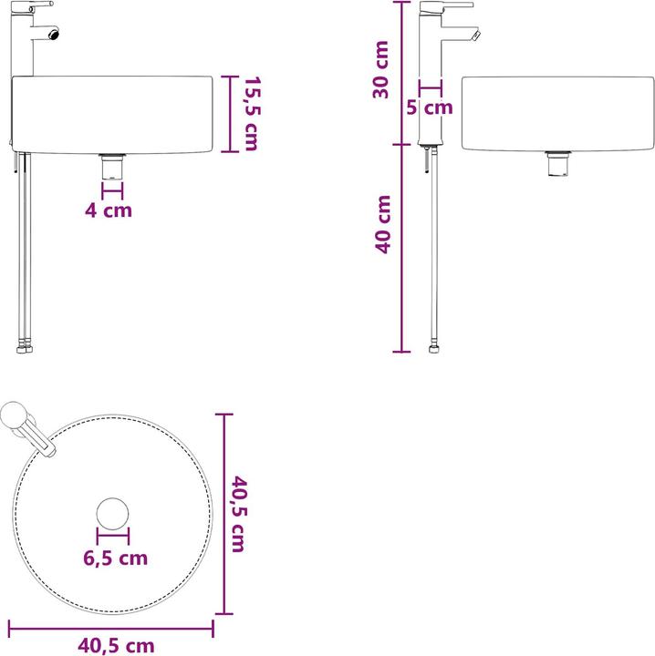 Actual product image vidaXL Badezimmer-Waschtisch (445 mm, 495 mm)
