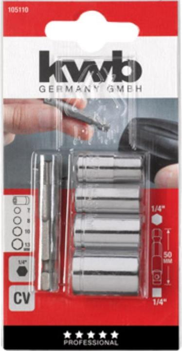 Produktbild kwb Steckschlüssel-Einsatz /Bitadapter50 (10 mm, 13 mm, 7 mm, 8 mm)