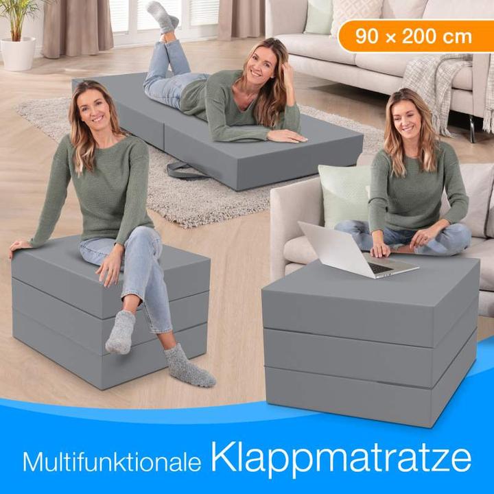 Produktbild Bestschlaf Klappmatratze, 3-teilige Faltmatratze, Reisebett, Gästematratze (90 x 200 cm, Schaumstoffkern)