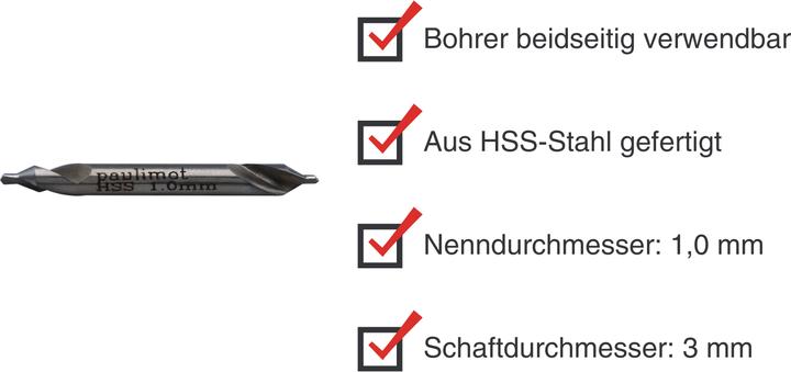 Produktbild Paulimot Zentrierbohrer 1,0 mm HSS (1,0 Millimeter)