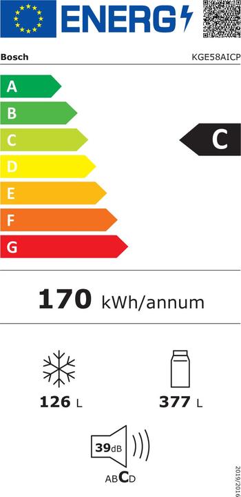 Energy Label Bosch Hausgeräte KGE58AICP (127 l)