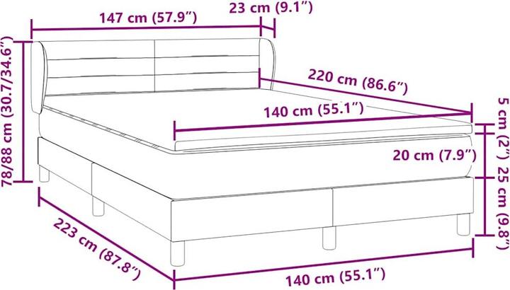 Produktbild vidaXL Boxspringbett (140 x 220 cm)