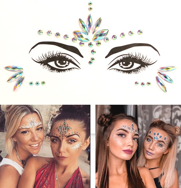 PhoneLook Bijoux visage autocollant festival & open-air paillettes diamants tatouage Style 5