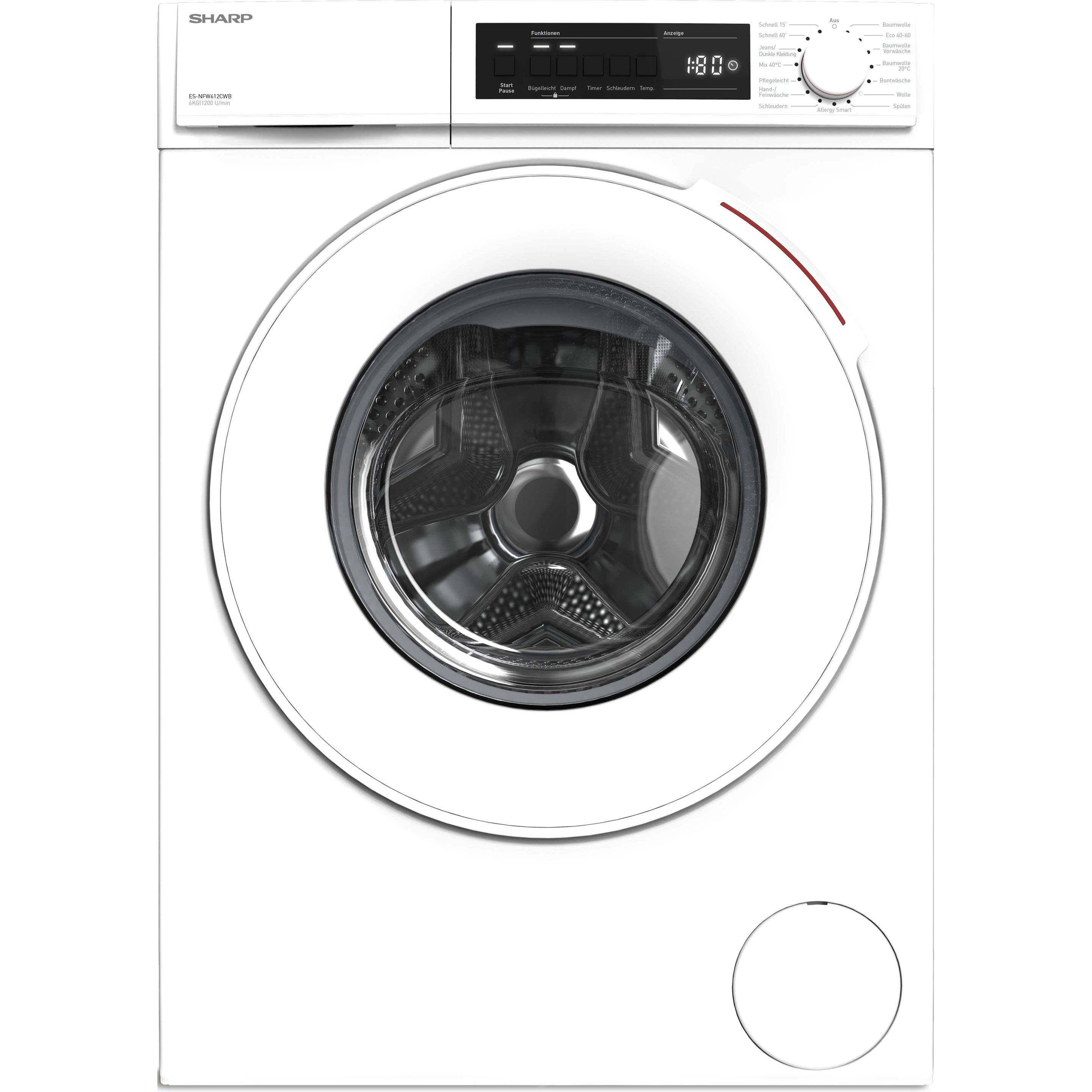 Sharp ES-NFW612CWB-DE, Waschmaschine, Weiss