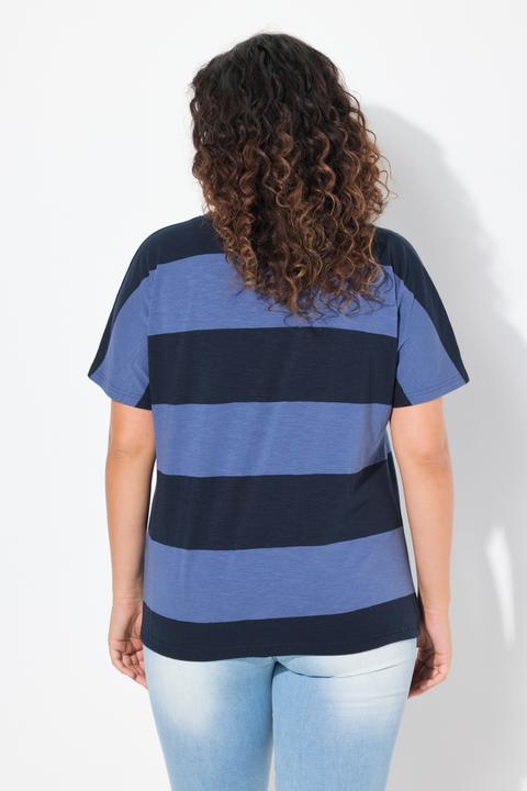 Actual product image Ulla Popken Striped Drawstring Hem Short Sleeve Tee (42, 44)