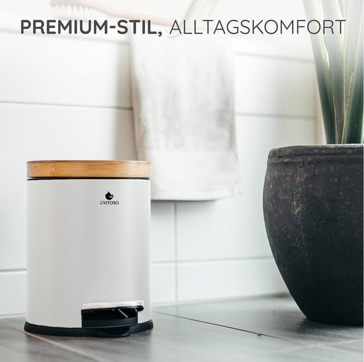 Produktbild Exitoso Tretmülleimer mit Softclose-Deckel 5 l, Weiss (5 l)