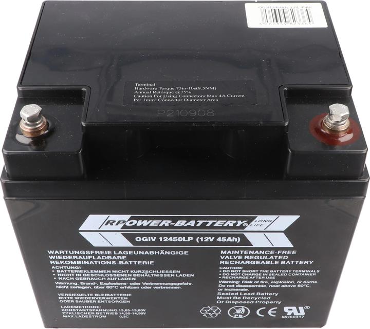 Actual product image RPower OGiV12450LP 12V 47Ah Longlife Bleiakku AGM Blei Gel Akku (12 V, 47 Ah)