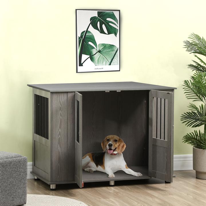Actual product image PawHut Hundekäfig Spanplatte, Stahl Grau (Dog kennel)