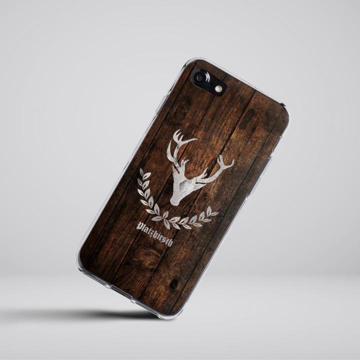 Produktbild DeinDesign Silikon Hülle für Apple iPhone 8 Handyhülle Case Smartphone Schutzhülle Hirsch Holz Holzoptik (Apple iPhone 8)