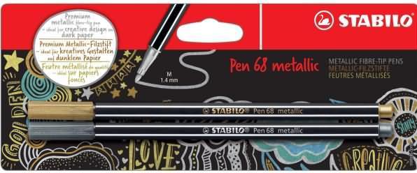 Produktbild STABILO Premium Metallic-Filzstift - Pen 68 metallic - 2er Pack - gold, silber (2x)
