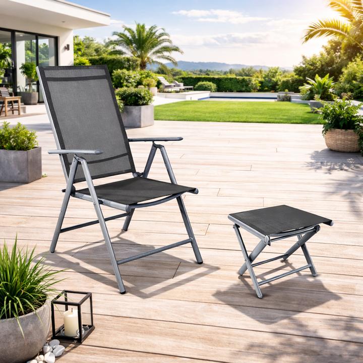 Produktbild Mojawo Hochlehner Klappstuhl + Klapphocker Fusshocker Aluminium Textilen