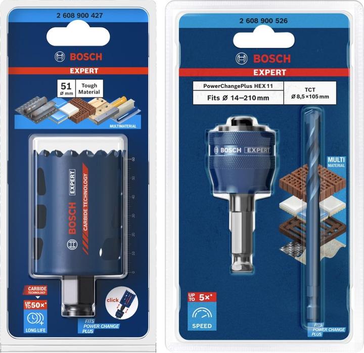 Actual product image Bosch Professional EXPERT Tough Material Hole Saw Starter Set 51 x 60 mm Carbide ( 2608900427 ) Universal + Po