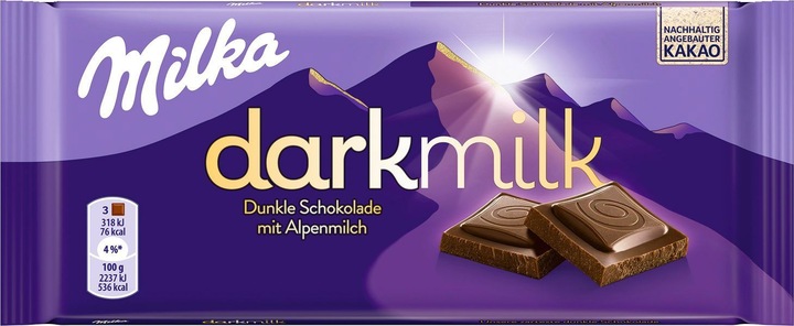 Actual product image Milka Tender Milk Chocolate Bar Dark And Milk (85 g)