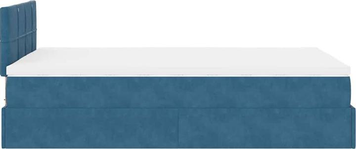 Actual product image vidaXL Ottoman bed with mattress dark blue 120x200 cm velvet (120 x 200 cm)