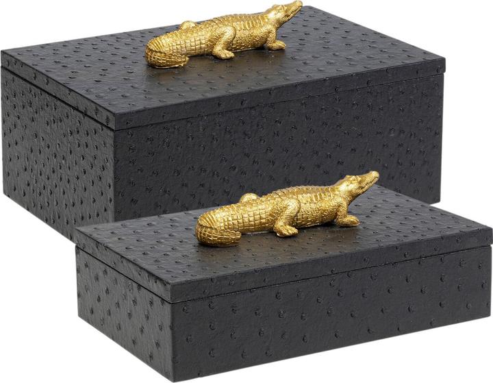 Kare Design Box Crocodile Schwarz (2/Set)