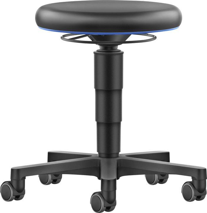 Bimos Stool Allround, vinyl, with castors, colour ring in blue. (45 - 65 cm)