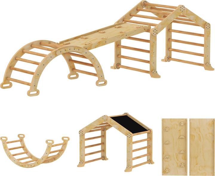 Aiyaplay Klettergerüst Pappelholz, Kiefern-Furniermehrschichtenplatte Naturholz