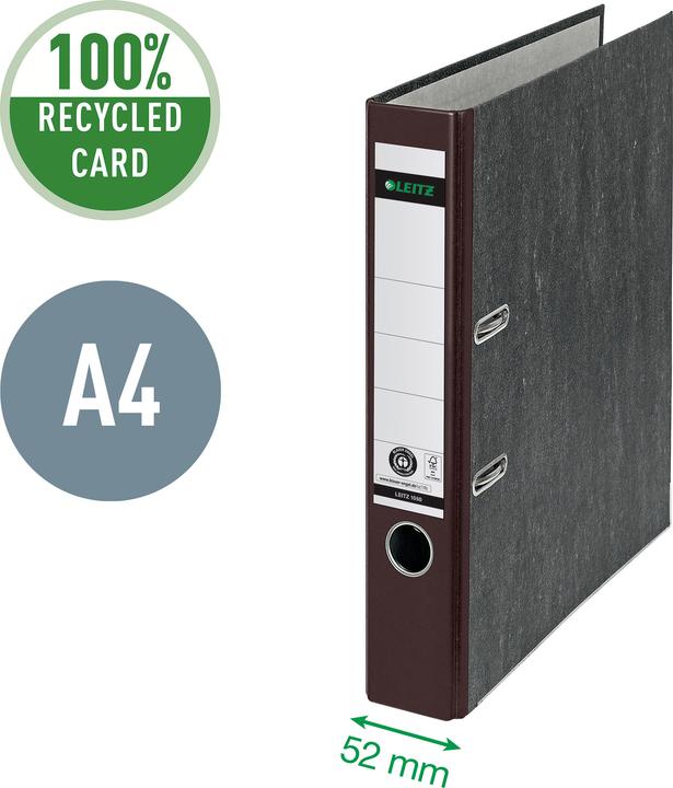 Produktbild Leitz Wolkenmarmor-Ordner, 180 Grad, DIN A4, 52 mm, braun farbiger Rücken, Einband aus Pappe, aussen (A4, 52 mm, 1 Stk.)