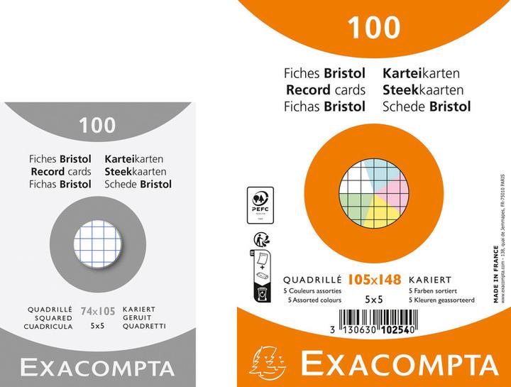 Image du produit Exacompta Fiches A5 (A4, 205 g/m², 100 x)