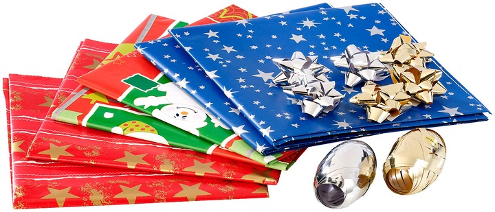 Immagine prodotto Infactory Set di 14 pezzi per confezionare regali di Natale (Carta da regalo, 14 x)