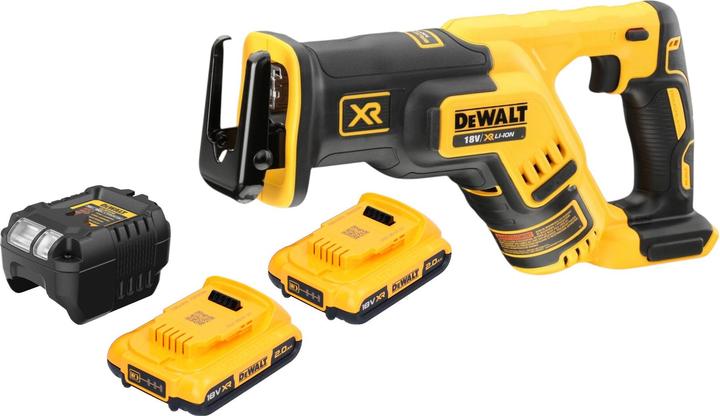 1x DeWalt DCS 367 cordless reciprocating saw, 2x DeWalt DCB 183 18 V 2.0 Ah battery, 1x DeWalt charger