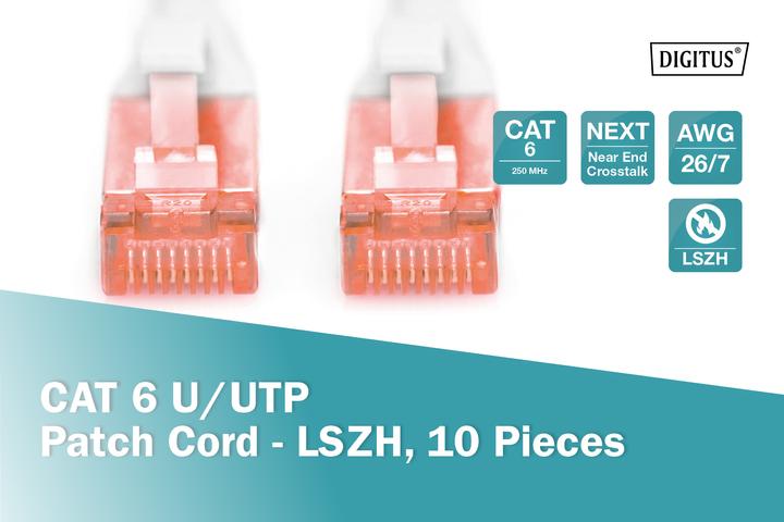 Produktbild Digitus CAT 6 U/UTP Patchkabel - LSZH, 10 Stück (U/UTP, CAT6, 0.50 m)