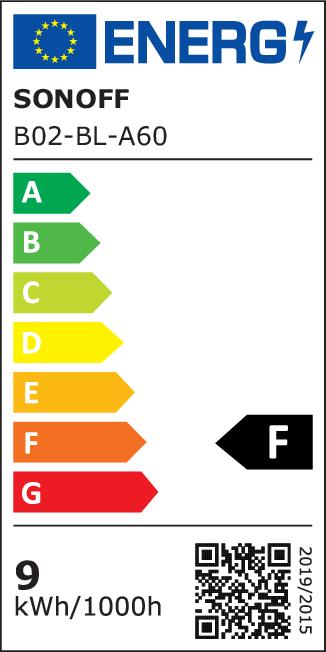 Energie-Label Sonoff Smart LED Wifi bulb B02-BL-A60 (E27, 806 lm, 1x)