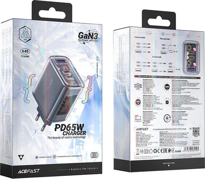 Actual product image Acefast Exploration series (65 W, 3 ports)