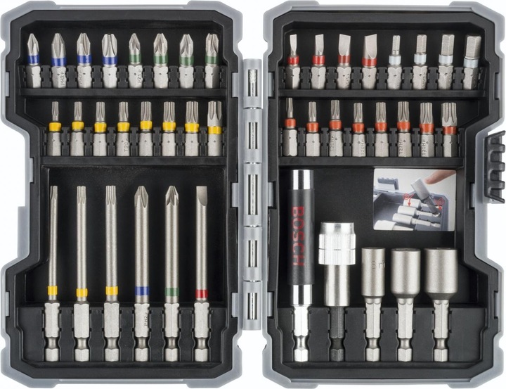 Productafbeelding Bosch Professional Zubehör Schroevendraaierbitset (Zeskantbus TX M10, Zeskantbus TX M15, Zeskantbus TX M20, Zeskantbus TX M30, Kruis Phillips PH M1, Phillips kruis PH M2, Zeskantbus TX M25, Zeskantbus TX M27, Zeskantbus TX M40, Kruis Pozidriv PZ M1, Kruis Pozidriv PZ M2, Phillips kruis PH M3, Kruis Pozidriv PZ M3, Zeskantbus TX met gat M10)