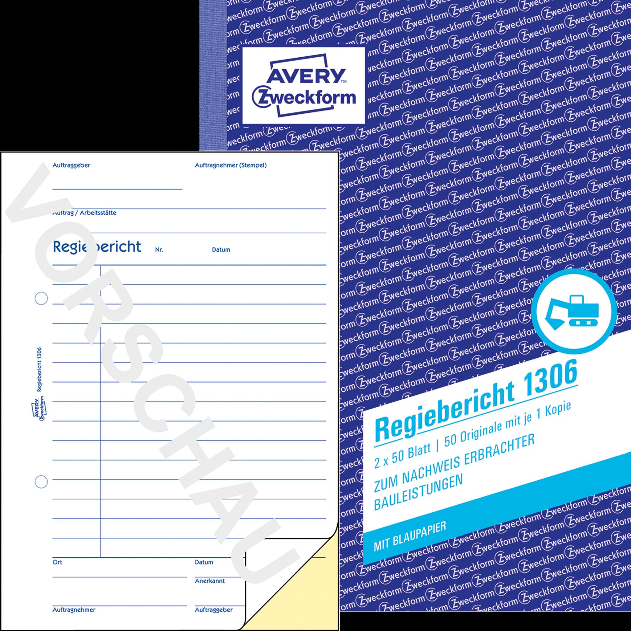 Avery, Formular, Regiebericht (50 x)
