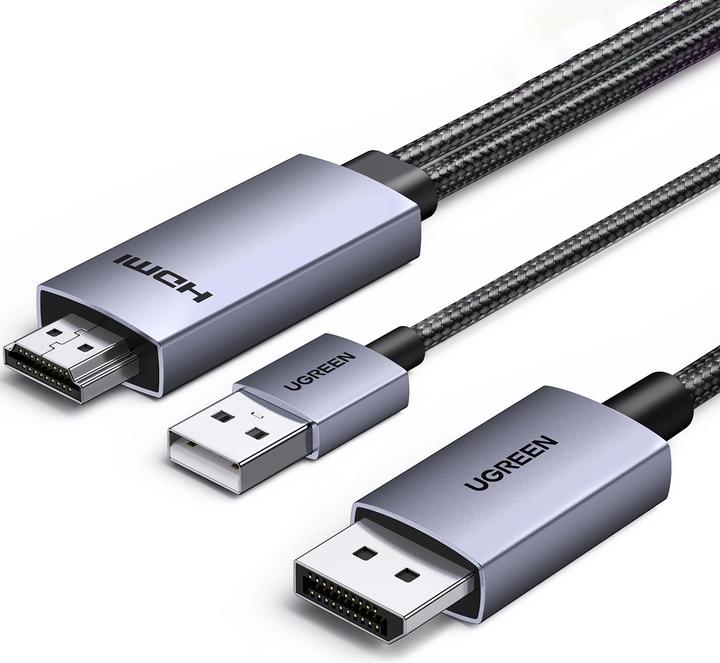 Image du produit Ugreen Kabel DisplayPort HDMI HD169 4K 60Hz 2m (czarny) (2 m, HDMI, 2.0)