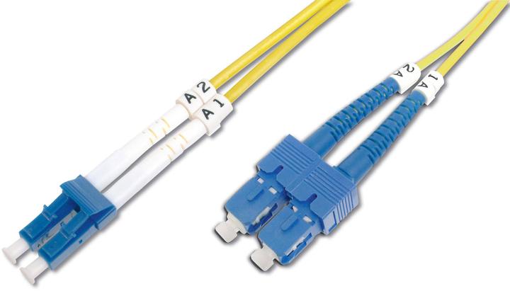 Digitus LWL Patchkabel LC/SC 09/125µm Singelmode Duplex Halogenfrei mit Messprotokoll gelb 2m (2 m)