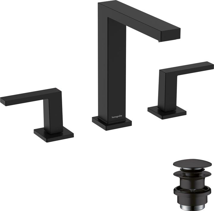 Actual product image hansgrohe Tecturis E 3-gats wastafelkraan 150 met afvoerplug mat zwart