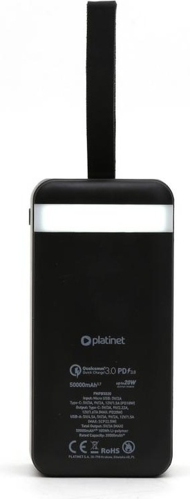 Produktbild Platinet Powerbank LED-Anzeige Schwarz (50000 mAh, 22 W, 22 Wh)