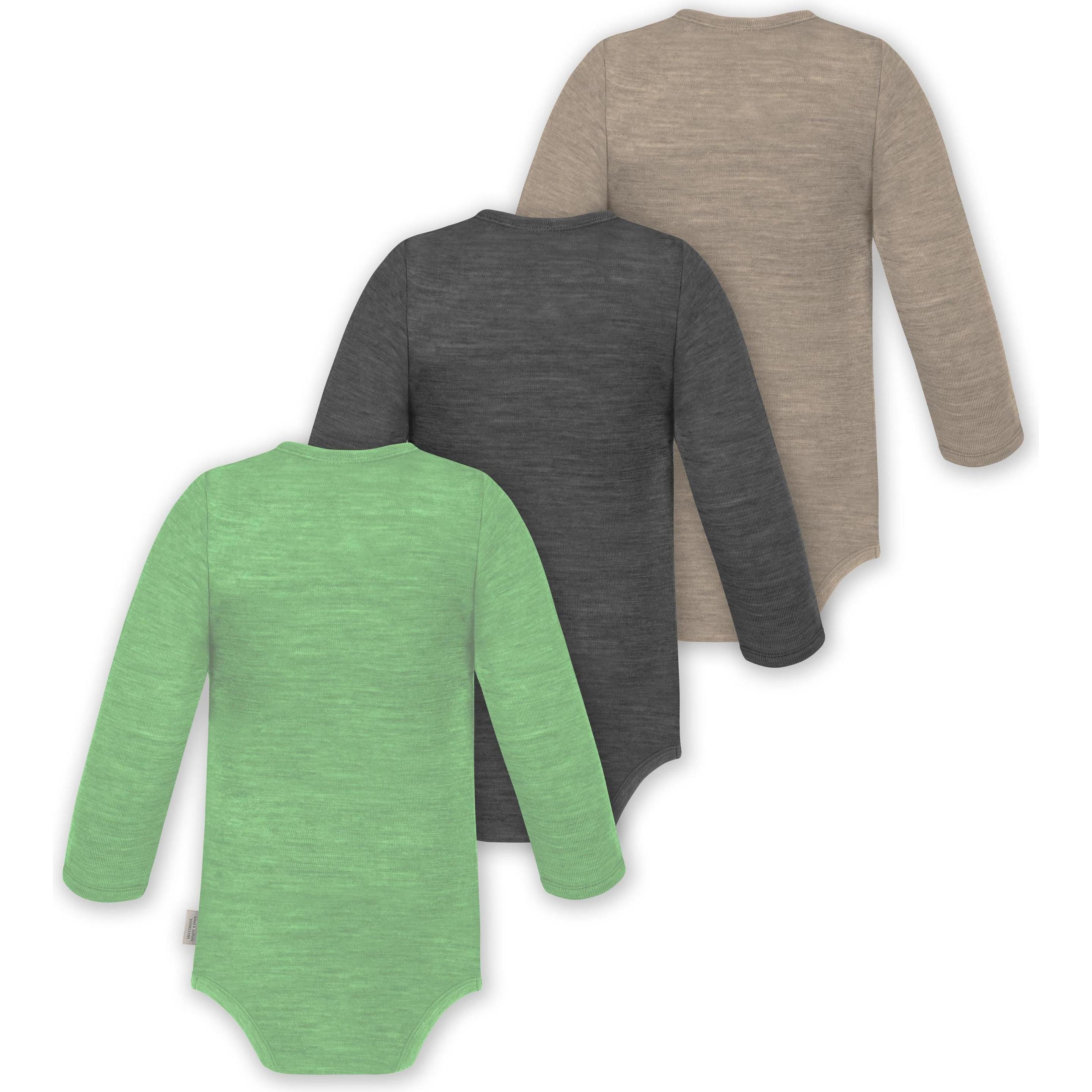 Thumbnail - Normani, Herren, Body, 3er Pack Baby Merino Body Langarm „Auckland" - 9375, Beige, (92)