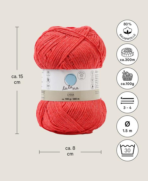 Immagine prodotto Lalana Lana Lydia, filato d'ordito 1,5 mm x 300 m, 100 g