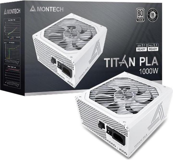 Actual product image Montech Titan PLA 1000W - 80 PLUS & Cybenetics Platinum, modular, PCIe 5.1 - 1000 Watt (1000 W)
