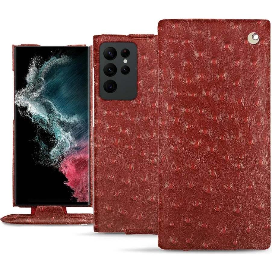 Noreve Lederschutzhülle vertikal (Samsung Galaxy S22 Ultra), Smartphone Hülle, Rot