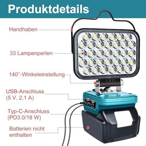 Actual product image ‎Edtran Kabellose LED Arbeitsleuchte (6600 lm)