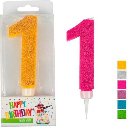 Trendhaus Kerze Zahl 1 Glitter Maxi (1 Stk.)