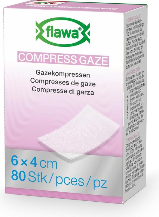Actual product image Flawa Gauze compresses cut treated to reduce germs