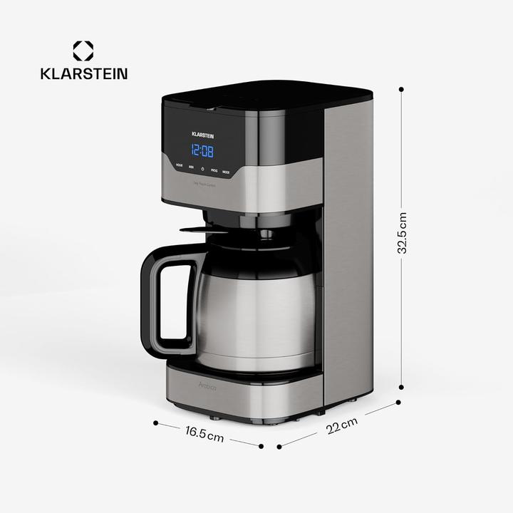Produktbild Klarstein Kaffeemaschine Arabica, Silber Schwarz, 1.2 L