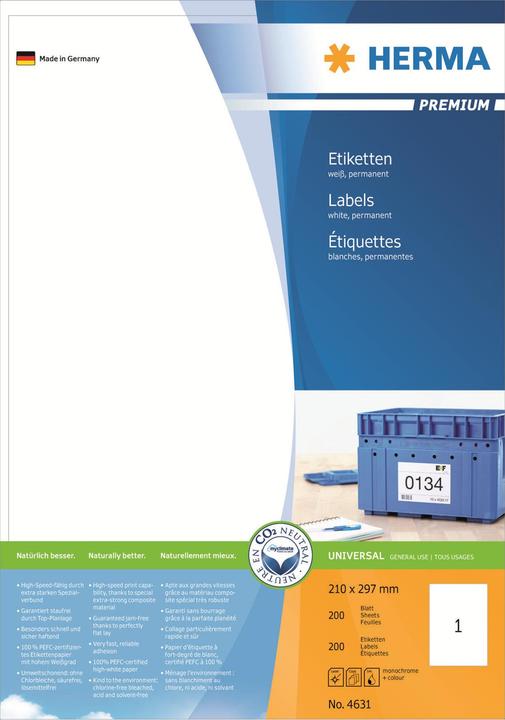 Produktbild HERMA Universal Etiketten A4
