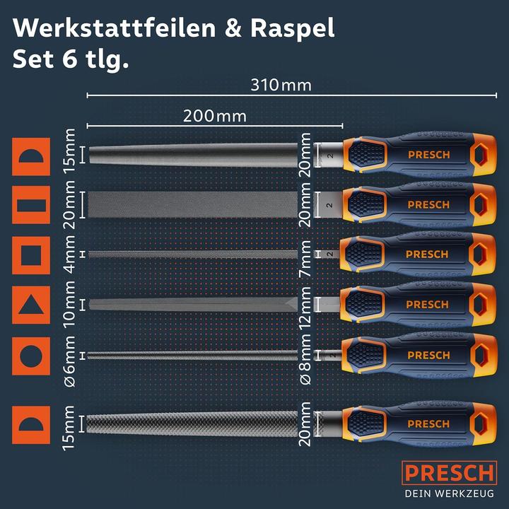 Actual product image Presch 6-teiliges Feilenset mit Hiebnummer 2 (Cut 2)