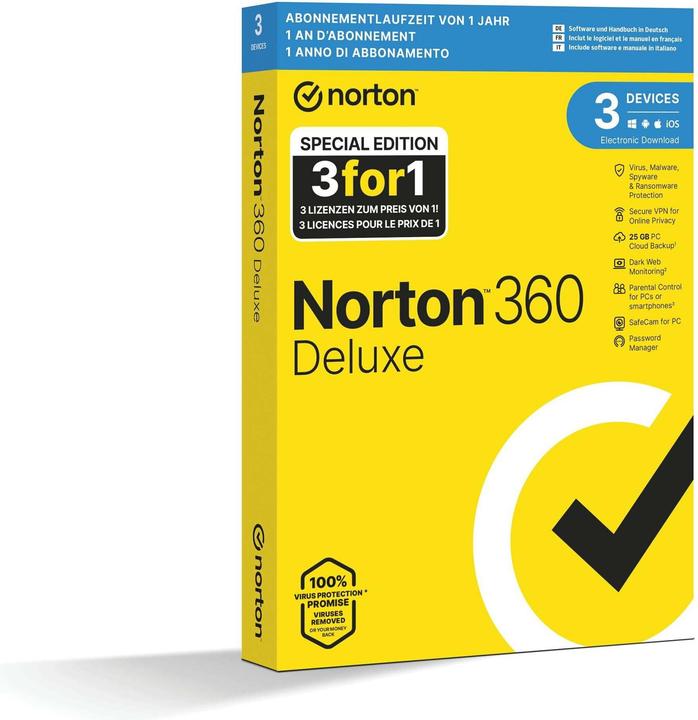 Actual product image NortonLifeLock 360 Deluxe - Promotion Box, 3 Device, 1 year (3 User, 12 months)