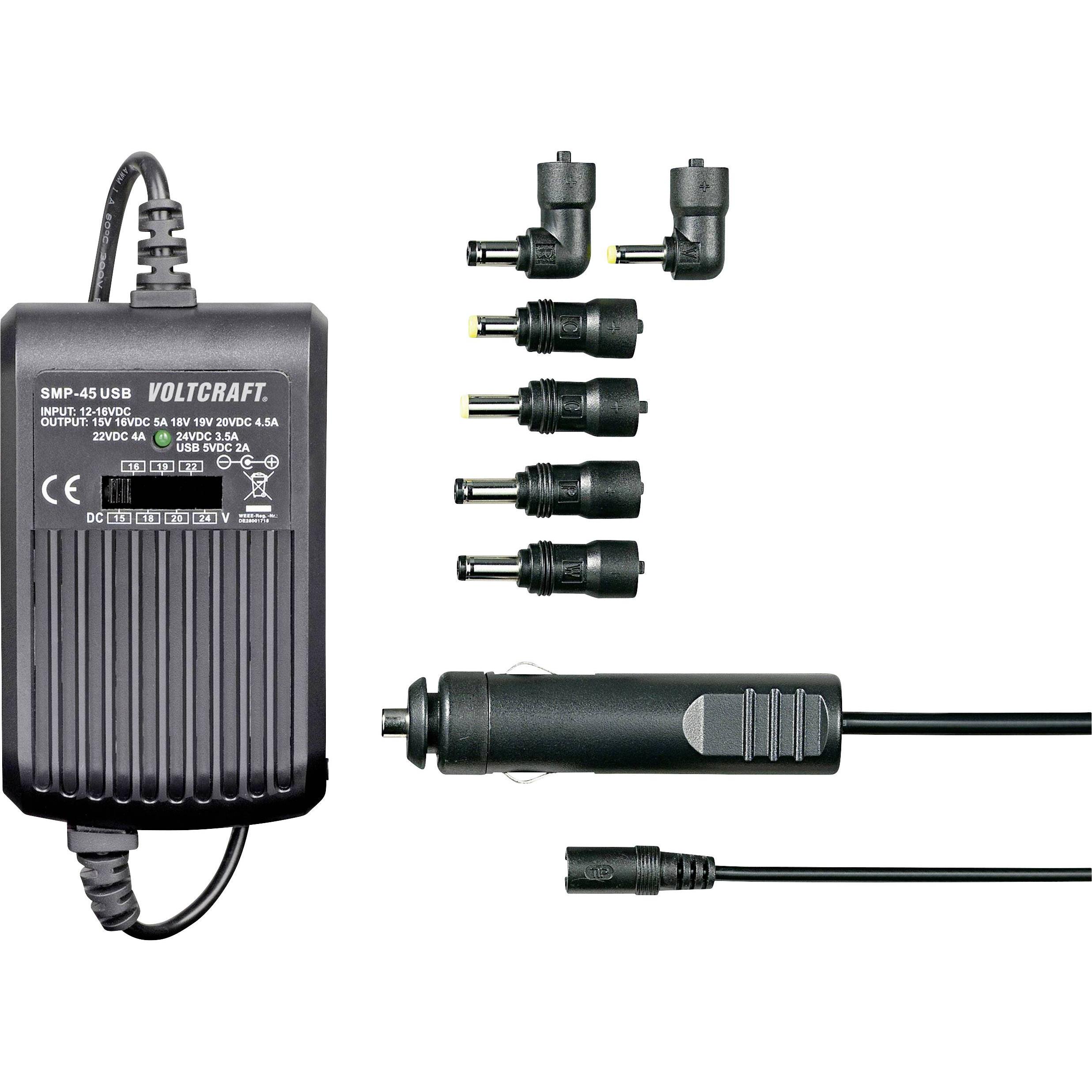 Voltcraft Convertitore per notebook da auto (45 W), Alimentatore per notebook, Nero
