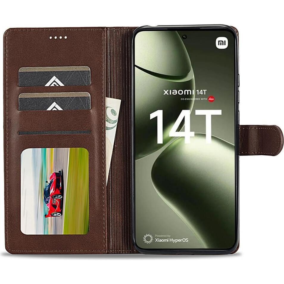 Thumbnail - LC.Imeeke Xiaomi 14T - Leder Etui Hülle (Xiaomi 14T), Smartphone Hülle, Braun