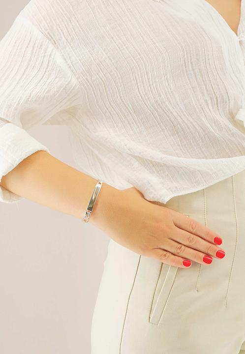 Immagine prodotto Muau Bracciale ID figaro in argento 925, 7,6 mm, 21 cm (21 cm, Argento 925)