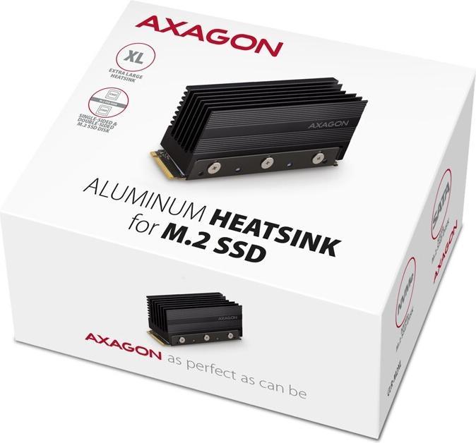 Actual product image Axagon CLR-M2XL passive - M.2 SSD, 2280 - Aluminium heatspreader with cooling fins