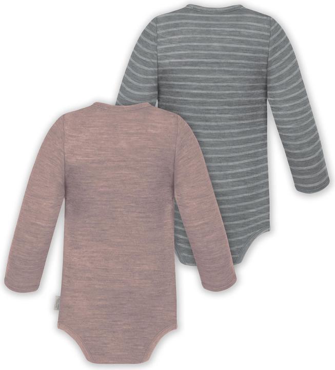 Produktbild Normani 2er Set Unisex Baby Wickelbody Langarm-Strampler Einteiler aus Merinowolle - 9351 (80)
